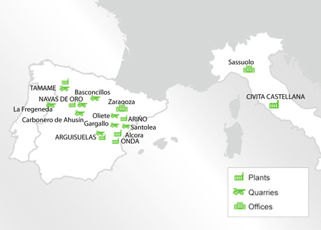 Production sites Samca Group Europe Map