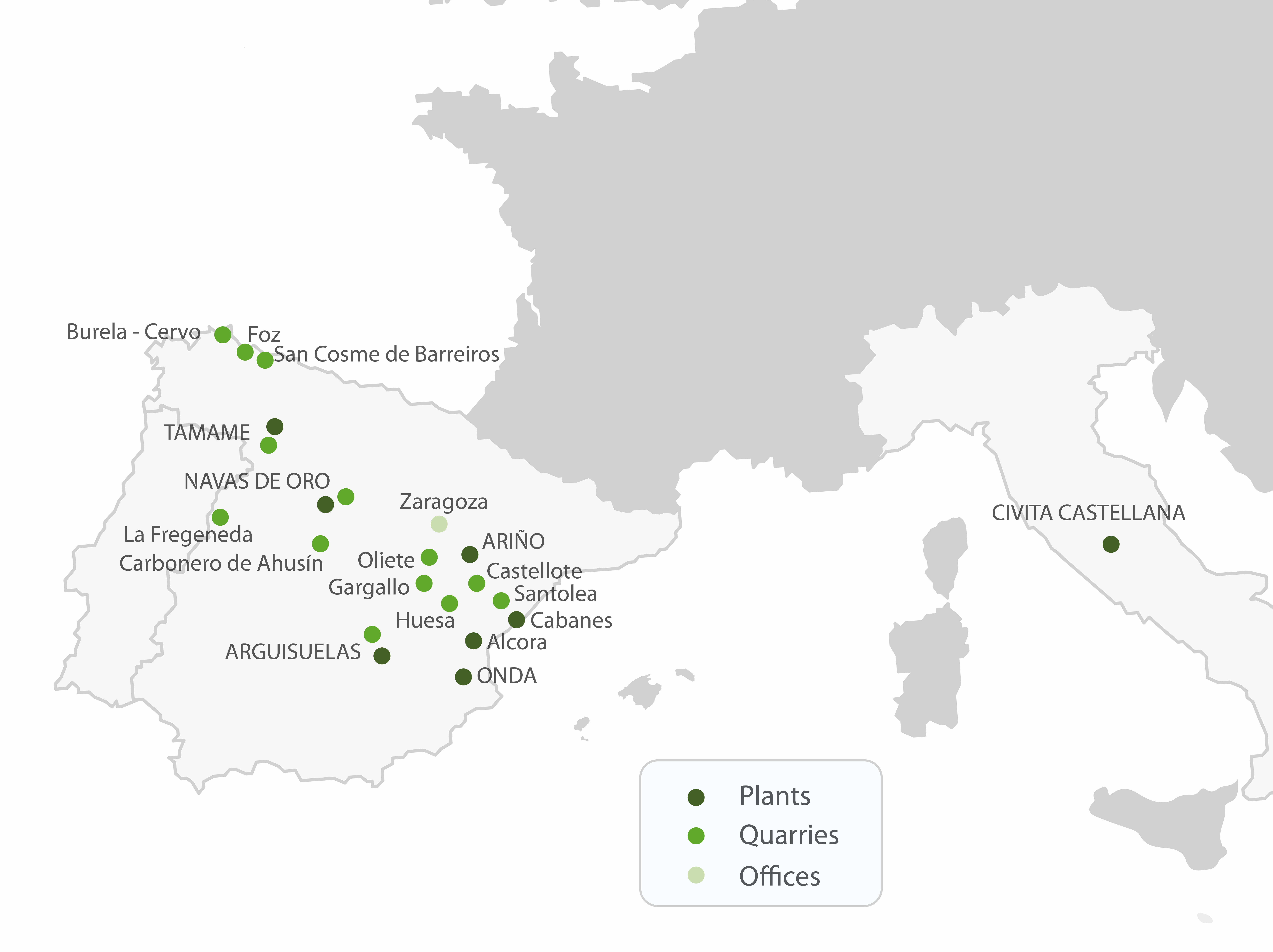 Centros producción Grupo SAMCA Mapa Europa